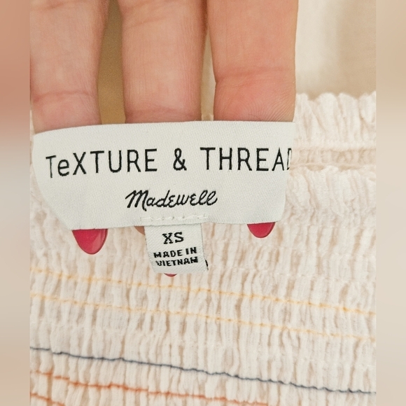 Madewell Texture & Thread Rainbow Smocked Peplum Tank Top - Picture 12 of 13